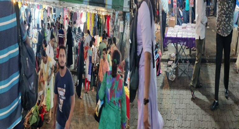 Unauthorized Hawkers : केशवसुत उड्डाणपुलाखालील गाळ्यांमधील फेरीवाल्यांनी अडवली रेल्वे प्रवाशांची वाट