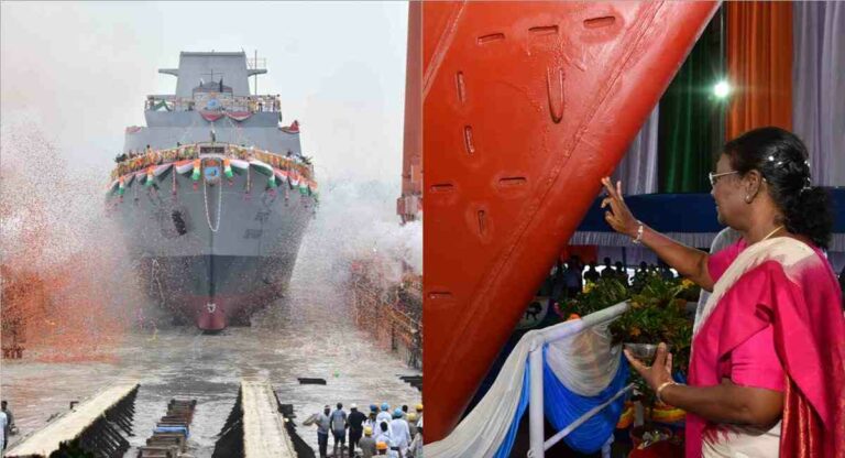 INS Vindhyagiri : राष्ट्रपती द्रौपदी मुर्मू यांच्या हस्ते ‘आयएनएस विंध्यगिरी’चे झाले जलावतरण