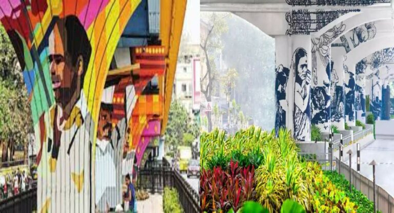 Mumbai Beautification : झोपडपट्टयांमध्ये पावसाळी गटारांची कामे करणारे कंत्राटदारही भित्तीचित्रे रेखाटू लागलेत