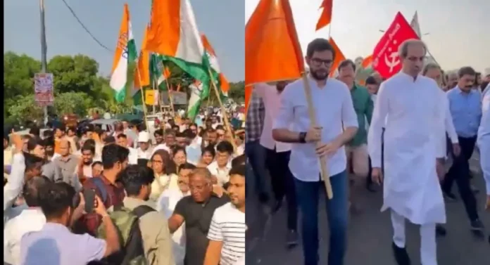 Dharavi shivsena UBT,Congress protest: धारावीकरांना घाबरवून नेले मोर्चाला, उबाठा शिवसेनेचे काँग्रेससह इतर पक्षांवरच धारावीत शक्तीप्रदर्शन