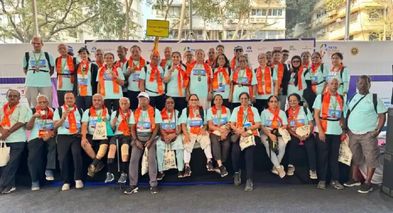 Tata Mumbai Marathon : टाटा मॅरेथॉनमध्ये सावरकर स्मारकातील योगा केंद्रातील ज्येष्ठ नागरिकांचा उत्स्फूर्त सहभाग