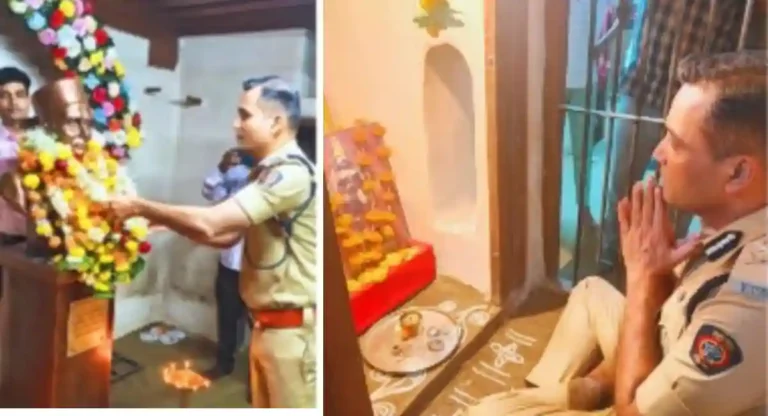 Nashik City Police आयुक्तांनी स्वातंत्र्यवीर सावरकरांना वाहिली आदरांजली, भगुर वाड्यातील अष्टभुजा देवीला प्रार्थना करताना म्हणाले…