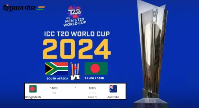 T20 World Cup, Aus vs Ban : ऑस्ट्रेलियाचीही सुपर ८ मध्ये विजयाने सुरुवात, बांगलादेशवर २८  धावांनी विजय