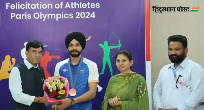 Paris Olympic 2024 : पॅरिस ऑलिम्पिकचा कांस्य पदक विजेता सरबज्योत सिंगचं मायदेशी जल्लोषात स्वागत