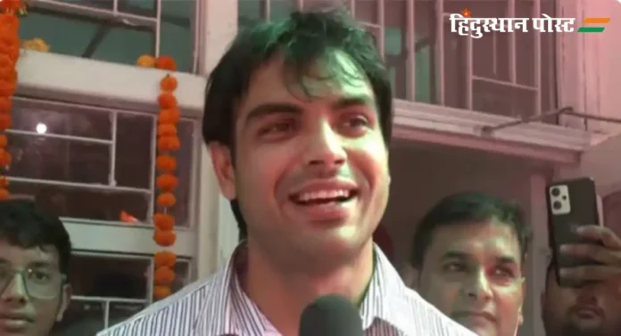 Neeraj Chopra : पॅरिस ऑलिम्पिकनंतर पहिल्यांदा भारतात परतलेल्या नीरज चोप्राचं जोरदार स्वागत