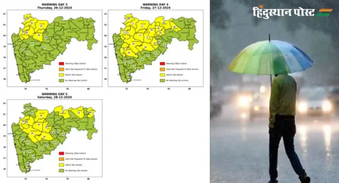 Maharashtra Weather : तुफान पावसासह गारपीट होण्याची शक्यता; 'या' जिल्ह्यांना पावसाचा अलर्ट