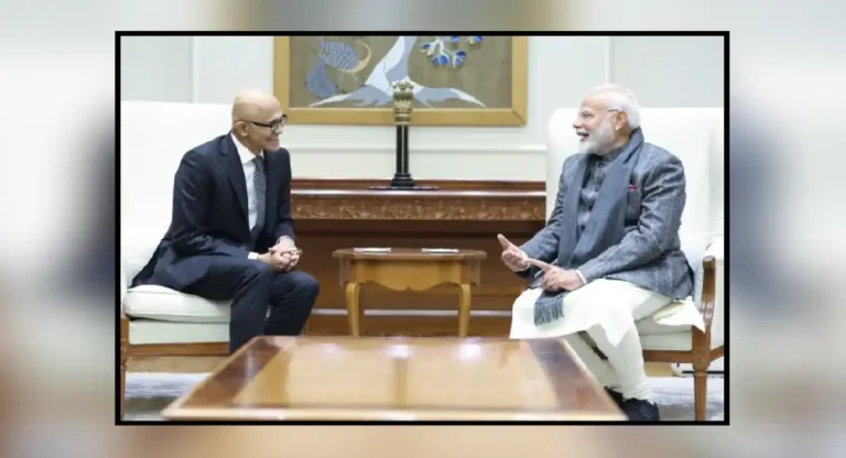 Narendra Modi-Satya Nadella Meet : पंतप्रधान मोदी आणि सत्या नाडेला यांच्या भेटीत भारतात मायक्रोसॉफ्टच्या विस्तारावर चर्चा