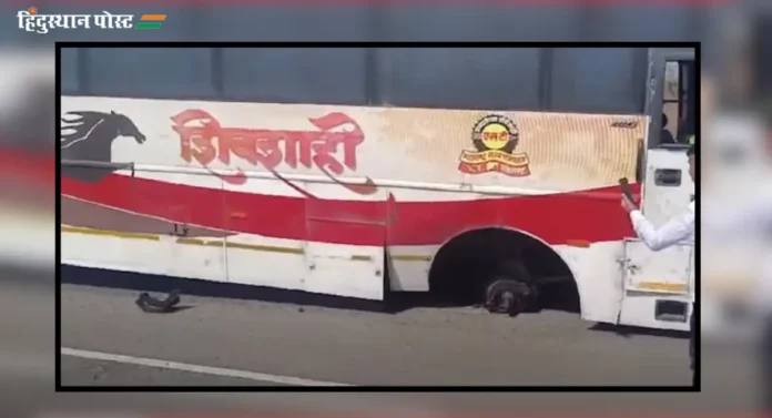 बसमध्ये 50 प्रवासी आणि Shivshahi Bus चा टायर चालत्या प्रवासातच निघाला...